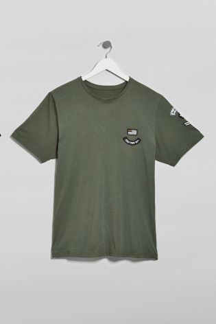 Khaki Embroidered Graphic T-Shirt